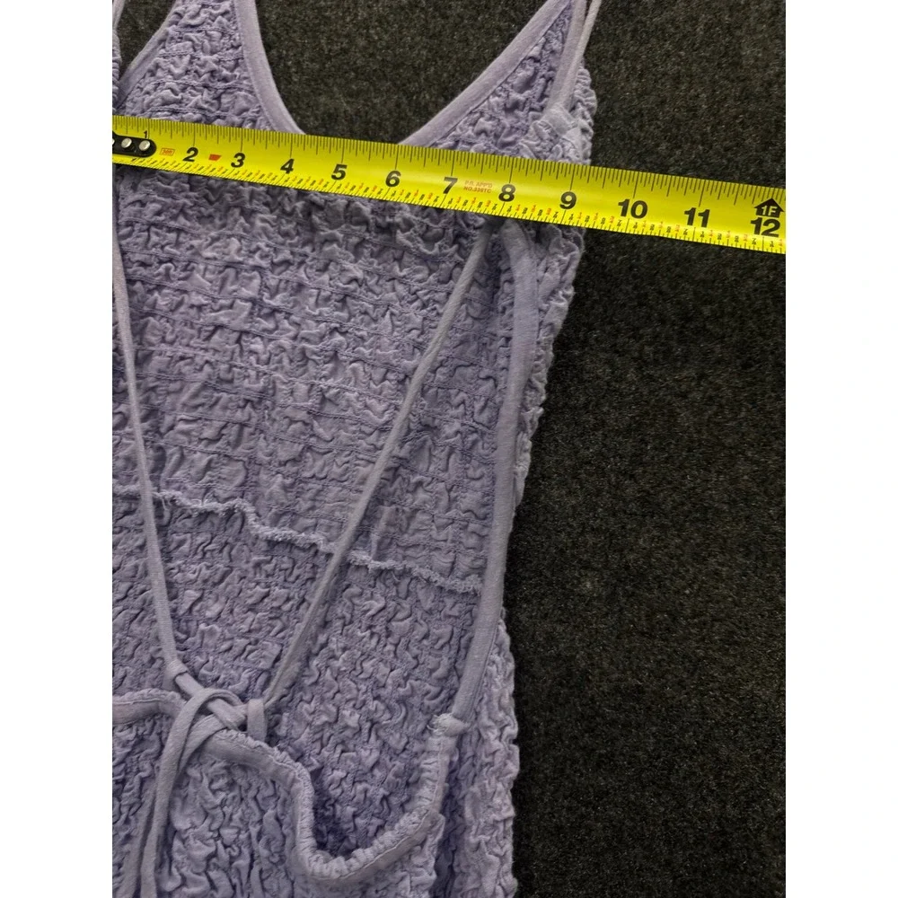 Free People Purple Popcorn Texture Maxi Dress Spaghetti Strap Side Slit Small